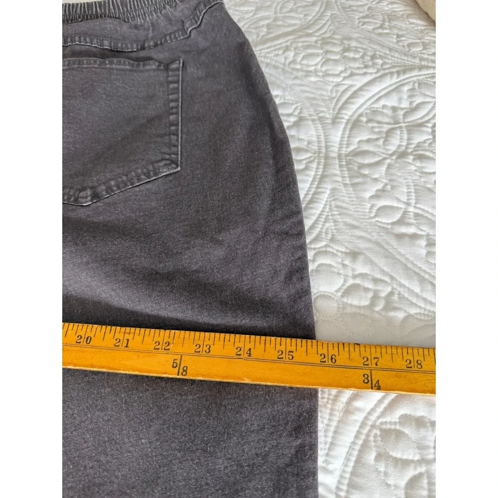 Denim & Co Womens 2X Charcoal Gray Elastic Waist Straight‎ Leg Pants A262865